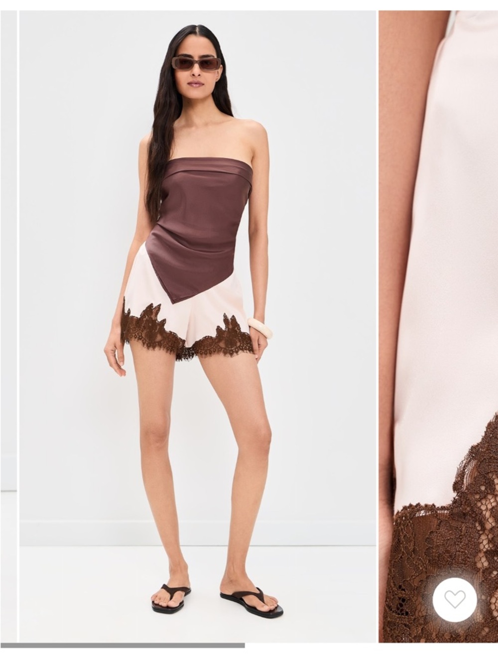 Reformation Fern Satin Lace Shorts Pink Brown NWT Size Small